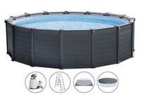 piscina "graphite grey" rotonda con tel. portante con pompa cm.478x124h. - capacit? lt.16805 - peso kg.198,7 (26384) cod:ferx.fer336833