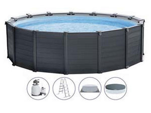 piscina "graphite grey" rotonda con tel. portante con pompa cm.478x124h. - capacit? lt.16805 - peso kg.198,7 (26384) cod:ferx.fer336833
