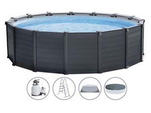 piscina "graphite grey" rotonda con tel. portante con pompa cm.478x124h. - capacit? lt.16805 - peso kg.198,7 (26384) cod:ferx.fer336833