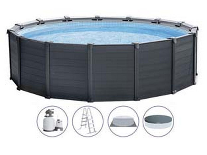 piscina "graphite grey" rotonda con tel. portante con pompa cm.478x124h. - capacit? lt.16805 - peso kg.198,7 (26384) cod:ferx.fer336833