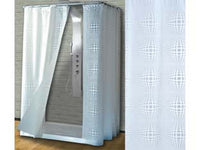1blister tenda per doccia in peva "sfera" fondo trasparente con decori bianchi - cm.180x200h. cod:ferx.fer349567