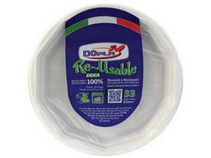 piatti piani ottagonali reuse bianchi confezione pz.25 - ø mm.220 cod:ferx.fer351737