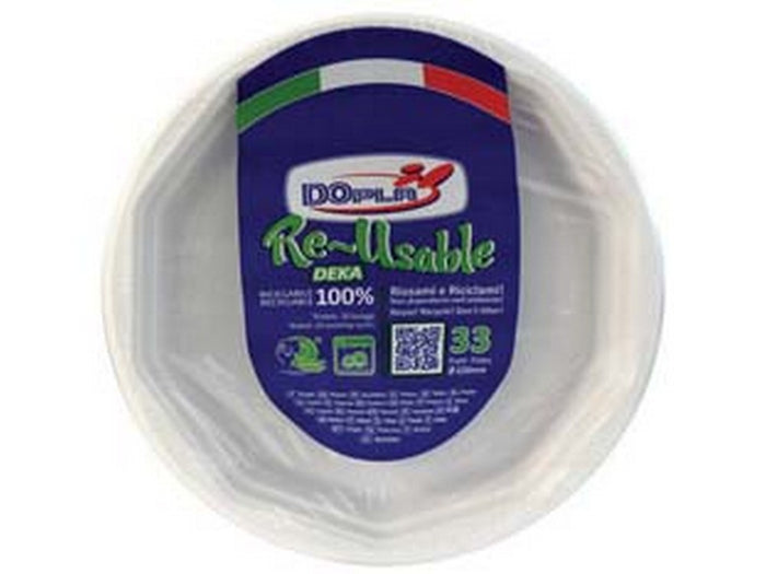 piatti piani ottagonali reuse bianchi confezione pz.25 - ø mm.220 cod:ferx.fer351737