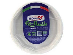 piatti fondi ottagonali reuse bianchi confezione pz.25 - ø mm.220 cod:ferx.fer351744