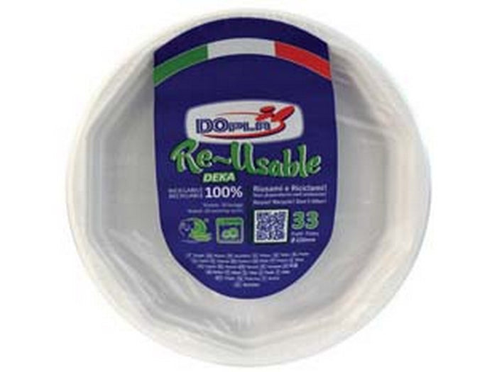 piatti fondi ottagonali reuse bianchi confezione pz.25 - ø mm.220 cod:ferx.fer351744