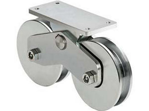 ruote combinate gola semitonda con piastra superiore art. 339-160 - mm.157, interasse mm.190 cod:ferx.fer353151