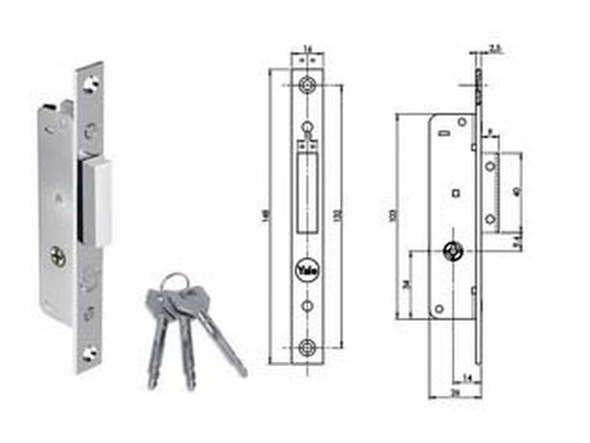 serratura da infilare per montanti solo catenaccio chiave a croce f58 - mm.14 (yf5810) cod:ferx.fer380676