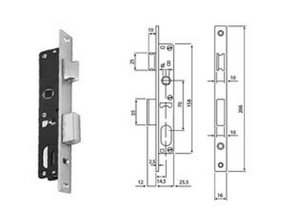 serratura da infilare per montanti cilindro ovale caten. e scrocco n92000 - mm.14,5 (n9200015080) cod:ferx.fer381185