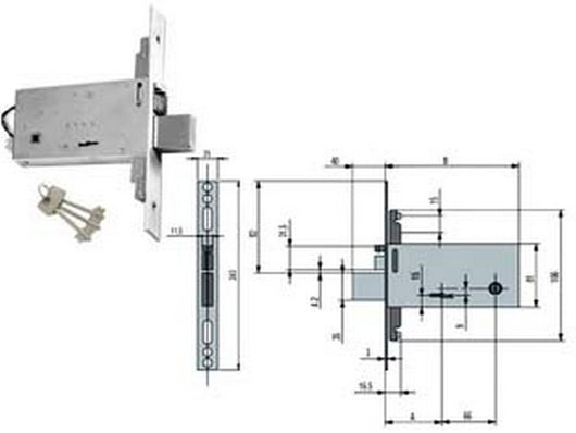 elettroserr. tripl. infilare fasce d/mappa caten. e scrocco mm.81 h f6973 - mm.70 (f6973) cod:ferx.fer381246