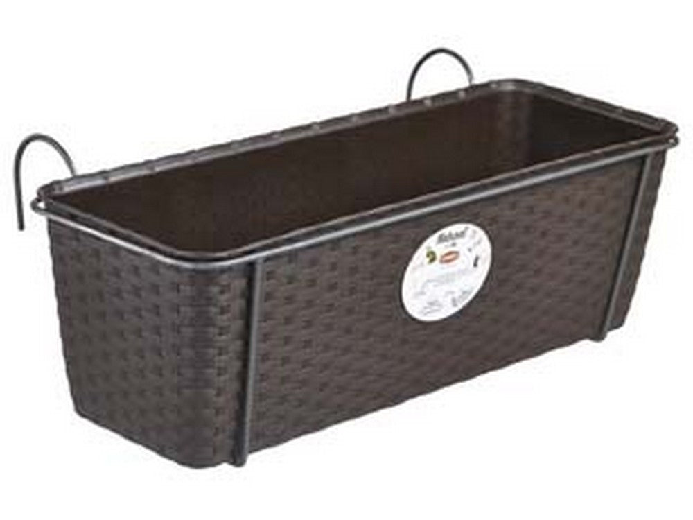 set balcone natural moka con riserva acq. e supp. in met. antracite cm50 - cm. 50x18x16h. - lt. 9.2 cod:ferx.fer383318