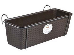 set balcone natural moka con riserva acq. e supp. in met. antracite cm50 - cm. 50x18x16h. - lt. 9.2 cod:ferx.fer383318