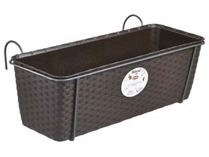 set balcone natural moka con riserva acq. e supp. in met. antracite cm50 - cm. 50x18x16h. - lt. 9.2 cod:ferx.fer383318