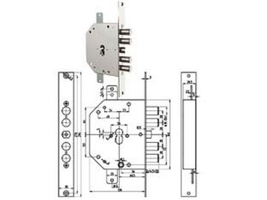 serratura triplice infilare con scrocco cilindro eu. clever blindate 2151 pe - mm.60 dx (2151pen-01ncl/fl) cod:ferx.fer384131