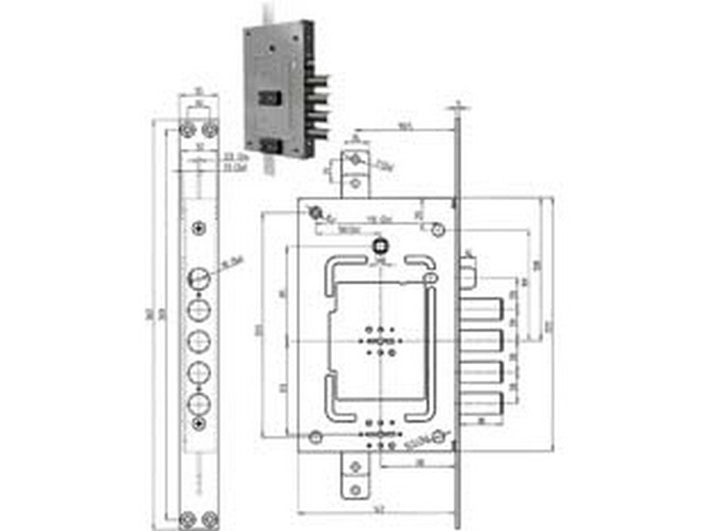 serratura tripl. applic. con scrocco multifunzione d/m + d/m blindate revers. 2756 - chiave mm.116 (2756-03) cod:ferx.fer384353