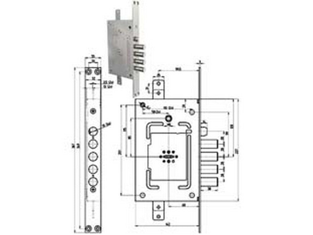 serratura triplice infilare con scrocco doppia mappa blindate revers. 2650 - chiave mm.116 (2650-03) cod:ferx.fer384377