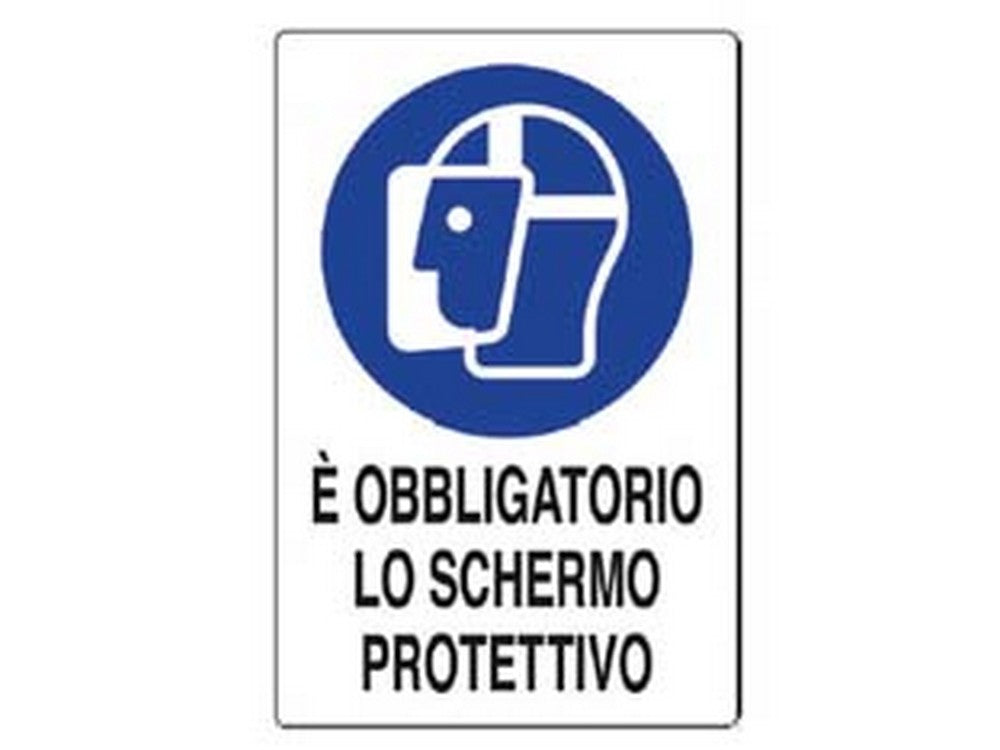 cartello "e' obbligatorio lo schermo protettivo" - cm.20x30h. in plastica cod:ferx.fer388894