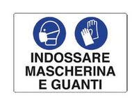 cartello "indossare mascherina e guanti" - cm.30x20h. in plastica cod:ferx.fer388924