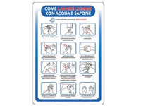 cartello "come lavarsi le mani" - cm.35x50h. in plastica cod:ferx.fer388962