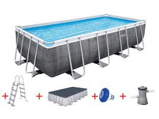 piscina power steel rettangolare con telaio portante cm.488x244x122h. - kg.95,5- lt.11.532- filtro cartuccia (art.56996) cod:ferx.fer391443