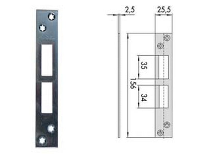 contropiastra serrature infilare profilati ferro 06232 01 mm156x25,5 cod:ferx.fer394390