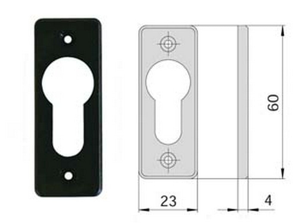 bocchetta nylon nero cilindri sagomati 06012 01 mm23x60, spessore mm4 cod:ferx.fer394550