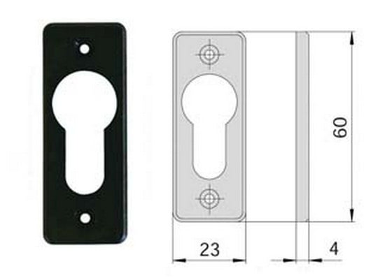 bocchetta nylon nero cilindri sagomati 06012 01 mm23x60, spessore mm4 cod:ferx.fer394550