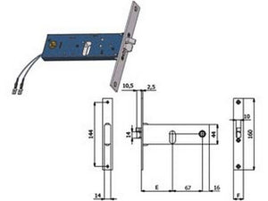 elettroserratura infilare per fasce catenaccio e scrocco mm.44 h - mm.70 interasse mm.67 (799) cod:ferx.fer301749