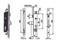 seserratura triplice infilare per montanti catenaccio e scrocco 1410s - mm.30 interasse mm.85 (1410s.30.25) cod:ferx.fer394758