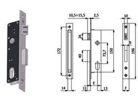 serratura da infilare per montanti catenaccio e scrocco 530 - mm.30 interasse mm.73,7 (530) cod:ferx.fer394772