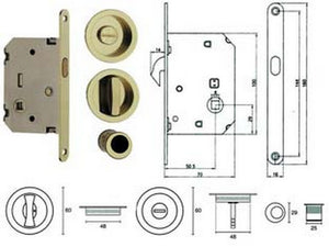 kit serratura per porte scorrevoli b. tondo oro lucido - mm.50 frontale con incontro oro luc. (e0262n51) cod:ferx.fer399722