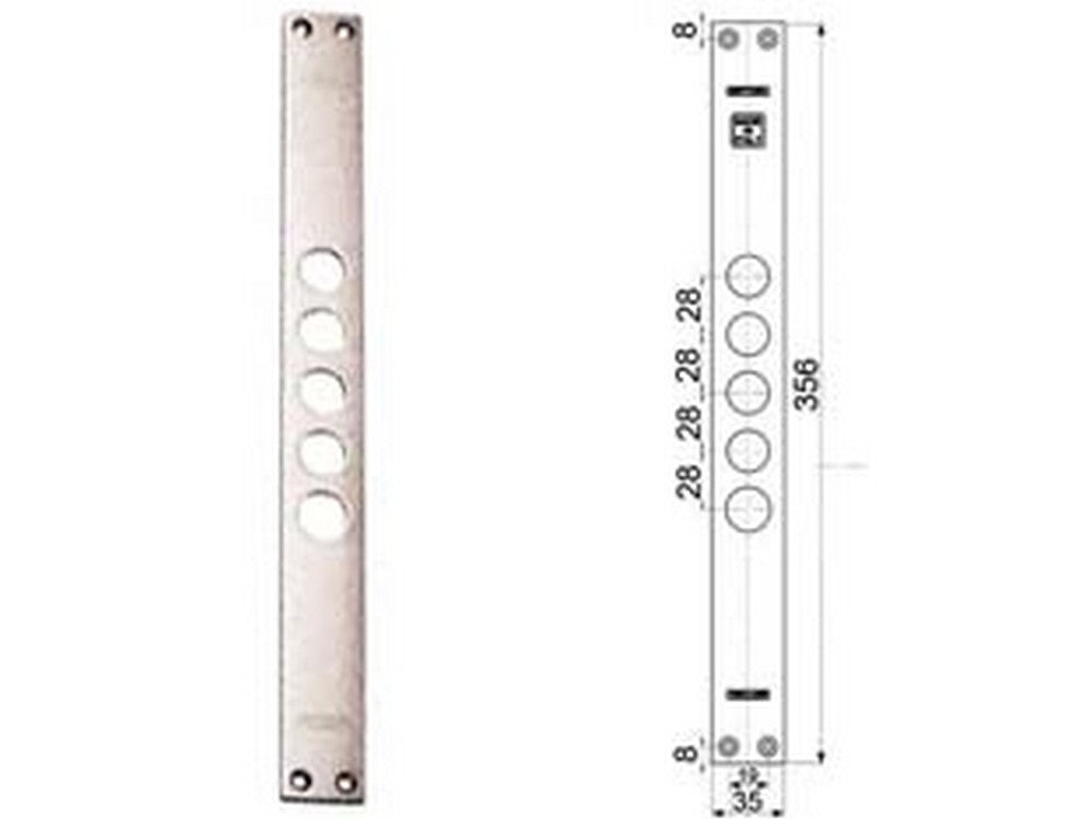 contropiastre per serrature porte blindate 94254 - interasse mm.37, mm.35x356x3 (942540037) cod:ferx.fer402224