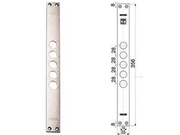 contropiastre per serrature porte blindate 94254 - interasse mm.37, mm.35x356x3 (942540037) cod:ferx.fer402224