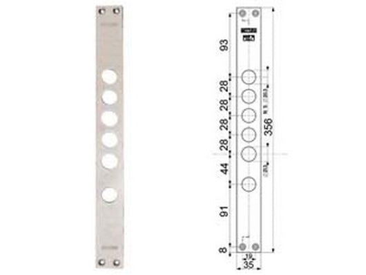 contropiastre per serrature porte blindate 94275 - interasse mm.28, mm.35x356x3 (942750028) cod:ferx.fer402248