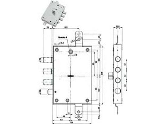 serratura triplice applicare con scrocco dm blindate 52571/37 - mm.63, dx (52571romd 36) cod:ferx.fer402392