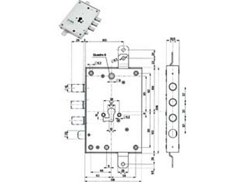 serratura triplice applicare con scrocco cilindro eur. blindate 85571/37 - mm.63 dx (85571d37n) cod:ferx.fer402453