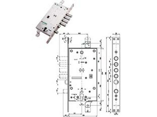 serratura triplice infilare con scrocco cilindro eu. + dm blindate 54797/28 - mm.63 dx (54797dl2836) cod:ferx.fer402514