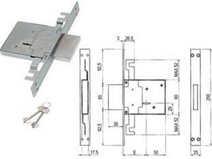 serratura triplice da infilare doppia mappa 450/3s - mm.70 (00450 3s 70 2c ci) cod:ferx.fer404273