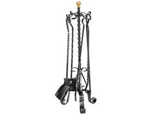 set 4 attrezzi torciglione con treppiedi per camino - cm.70h.  cod:ferx.fer408769