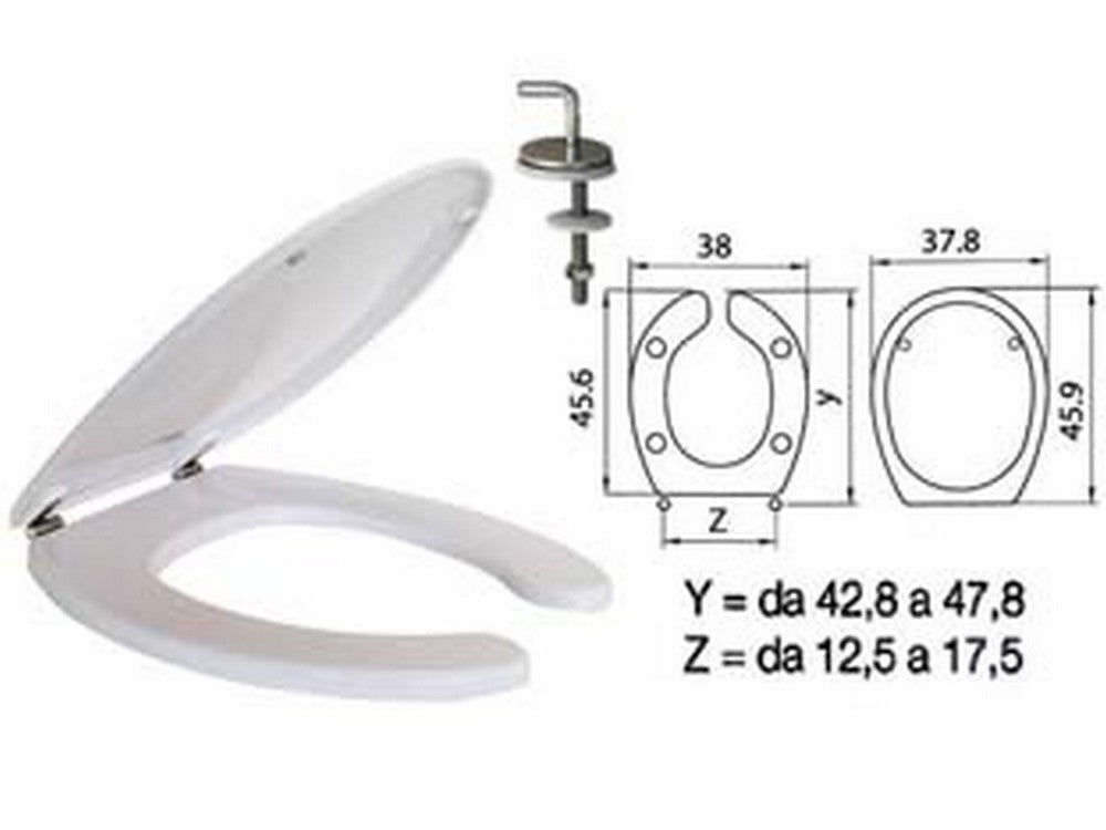 sedile wc in termoindurente per disabili "help" bianco cerniere inox  cod:ferx.fer410755