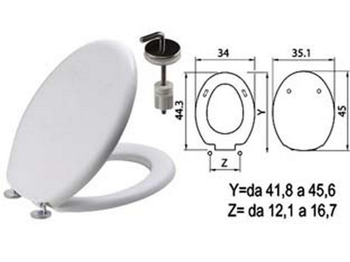 sedile wc in termoindurente "tango" bianco cerniere inox h057 cod:ferx.fer410779