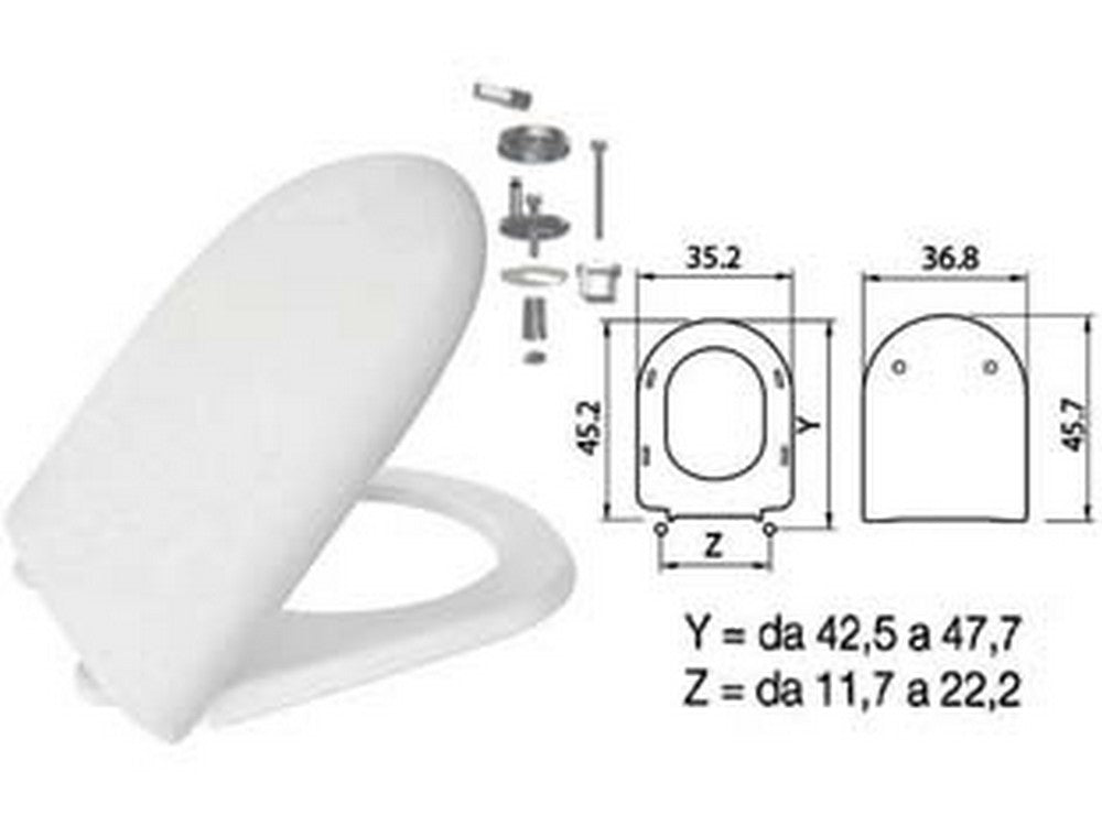 sedile wc in termoindurente "luna 2" bianco cerniere inox h050  cod:ferx.fer410786