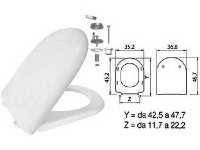 sedile wc in termoindurente "luna 2" bianco cerniere inox h050  cod:ferx.fer410786