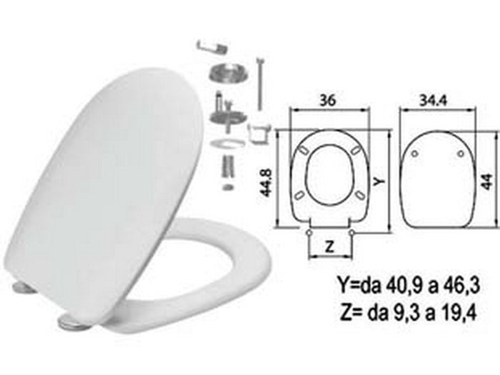 sedile wc in termoindurente "passepartout" bianco cerniere inox h050 cod:ferx.fer410847