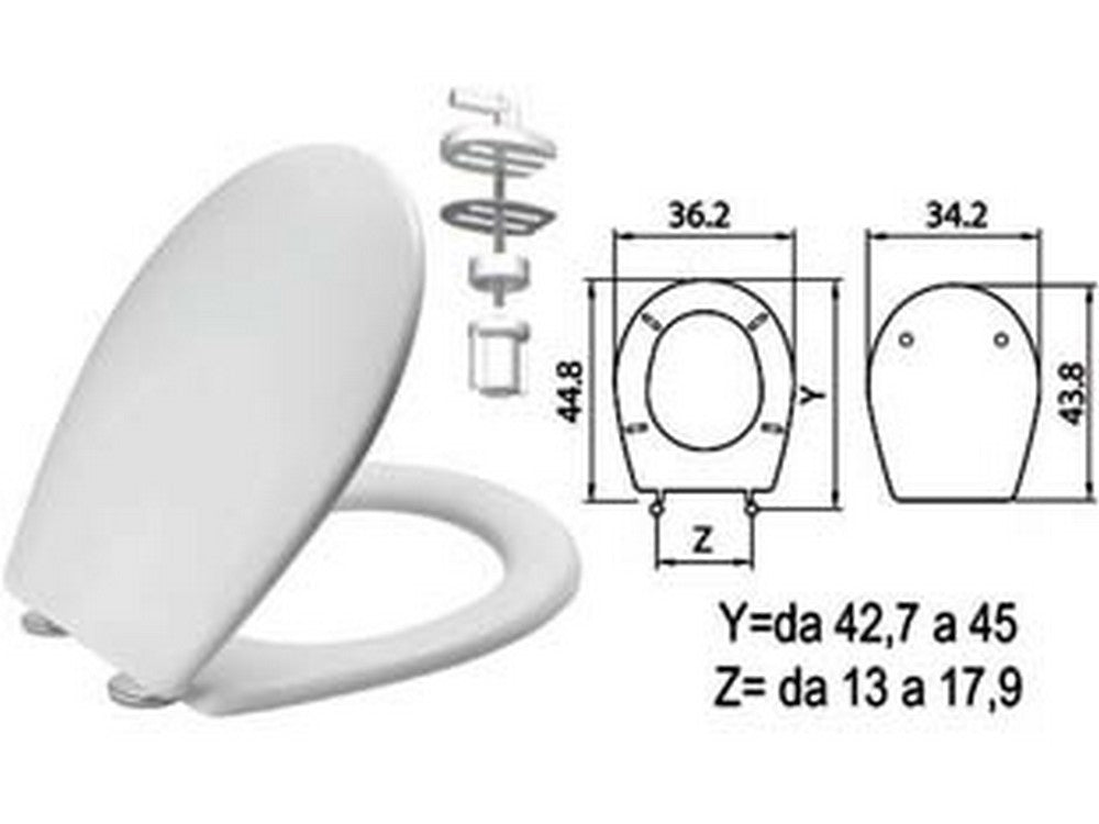 sedile wc in termoindurente "sebino" bianco cerniere nylon h011 cod:ferx.fer410854