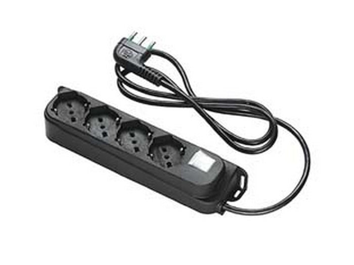 multipresa 4 posti bipasso + schuko interrutt. "linea retail" nera nera cod:ferx.fer413749