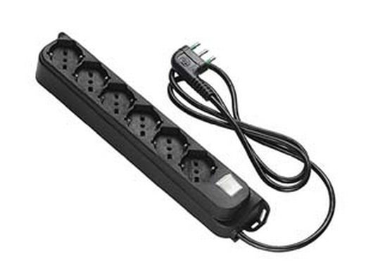 multipresa 6 posti bipasso + schuko interrutt. "linea retail" nera nera cod:ferx.fer413787