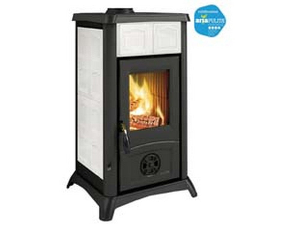 stufa a legna gemma elegance 6 kw bianco infinity - misure cm.46x49,5x84h. - peso kg.85 cod:ferx.fer415262