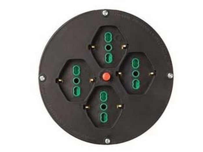 disco 4 prese 2 poli + terra 16a per avvolgicavo mm.145 bipasso schuko - nero 01906 cod:ferx.fer417563