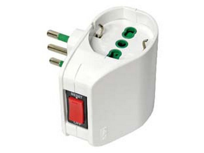 adattatore doppio schuko 2 poli + terra 10a con interruttore termico - bianco 87310 cod:ferx.fer417648