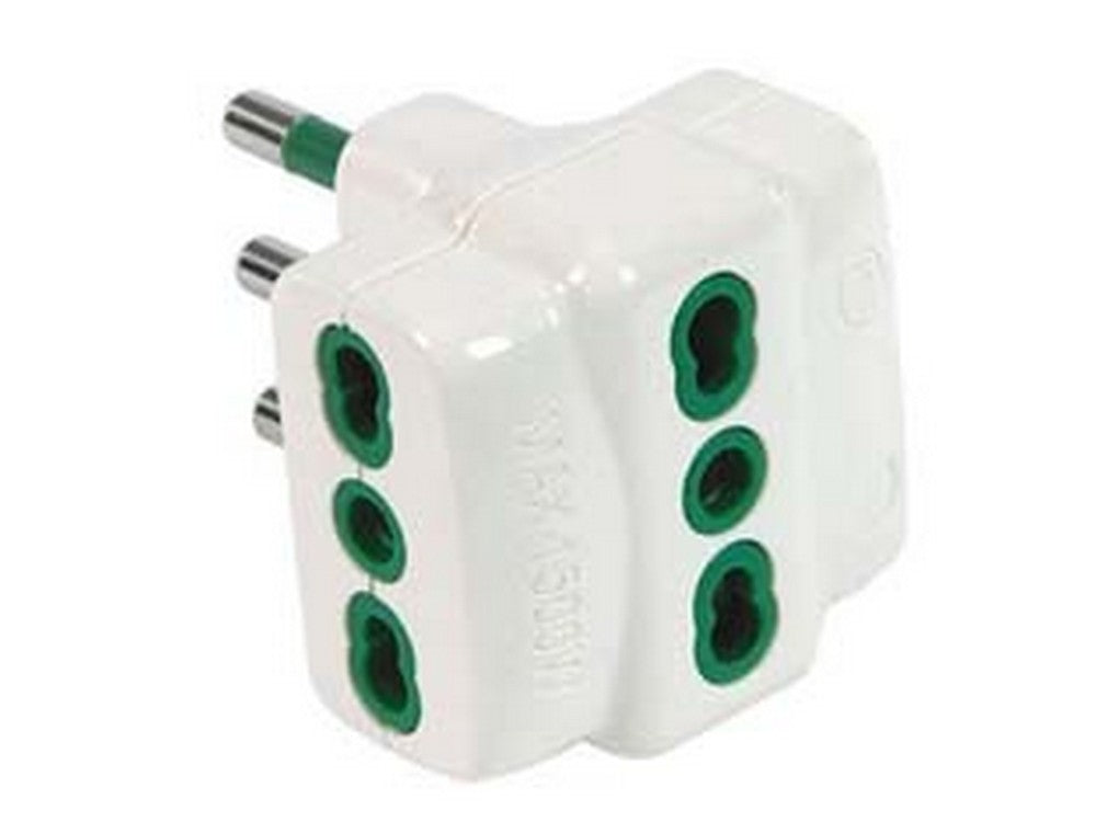adattatore triplo bipasso 2 poli + terra 16a bianco "linea garanti" bianco cod:ferx.fer419819